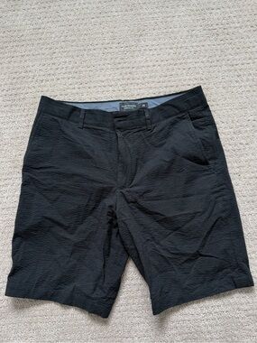 Club Monaco Black Men's Textured Stretch Flat-Front Shorts